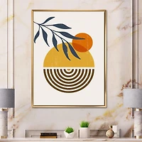 Designart Botanical Minimalist Leaf With Abstract Shapes IV FLOAT FRAME WALL ART