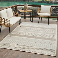 Tapis d'interieur/exterieur abstrait Rug Branch Maise, beige marron, moderne - Entree, couloir