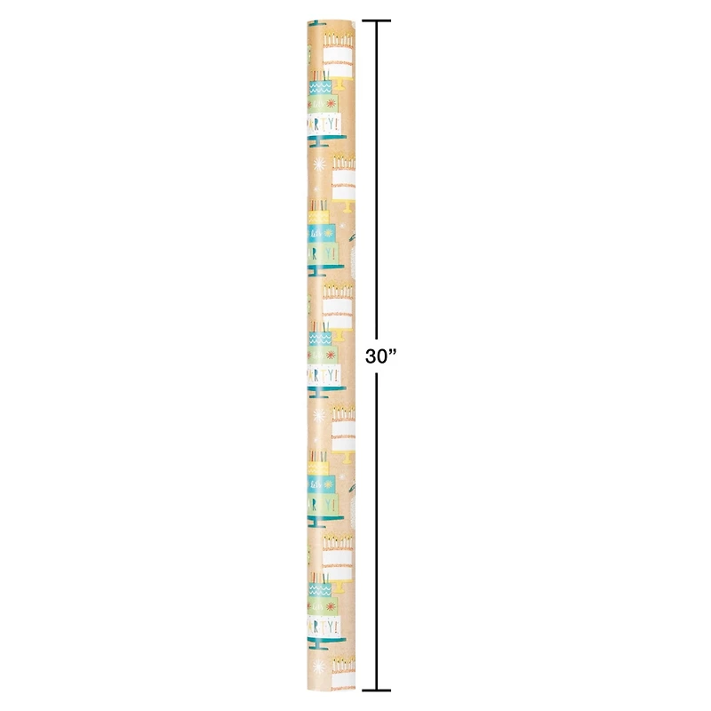 American Greetings - Papier d'emballage réversible pour les fêtes et toutes les occasions, les gâteaux d'anniversaire et les cadeaux (1 rouleau, 30 po x 70 pi)
