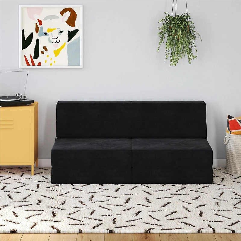 Novogratz The Flower Modular Chair and Lounger Bed with 5-in-1 Design, Black