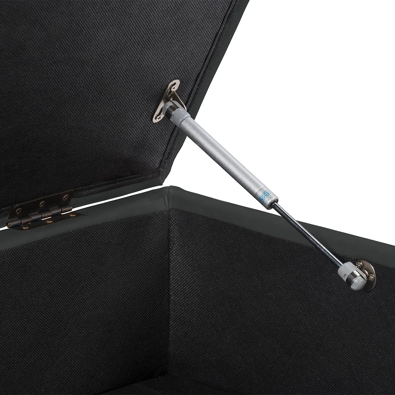 Pouf de rangement carré rembourré noir CorLiving Linden avec pieds en métal