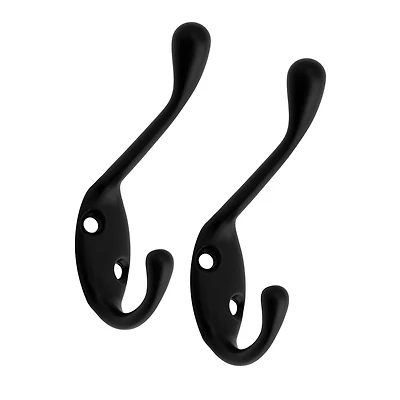 Era Double Paquet de 2 Crochet Noir 3.25 x 0.75 x 2.25 po.