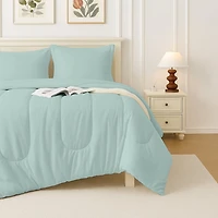 Beddora Ensemble de Lit 7 Pcs – Comprend une Couette, 2 Taies d'Oreiller, un Drap Plat, un Drap-Housse et 2 Taies d'Oreiller – Ultra-Doux, Toutes Saisons, Grand – Blanc Éclatant