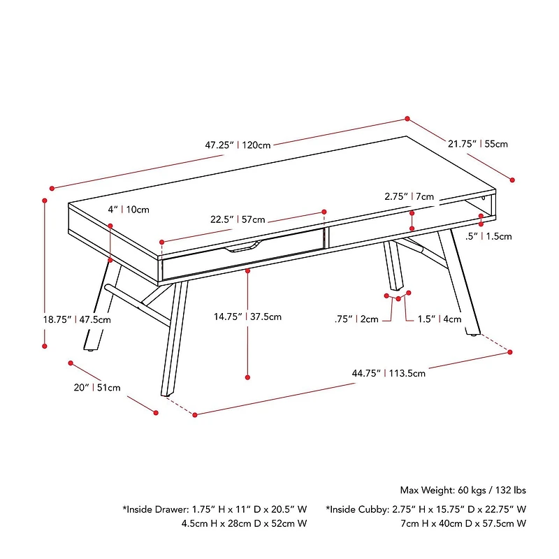 CorLiving Auston Wood Grain Finish Coffee Table