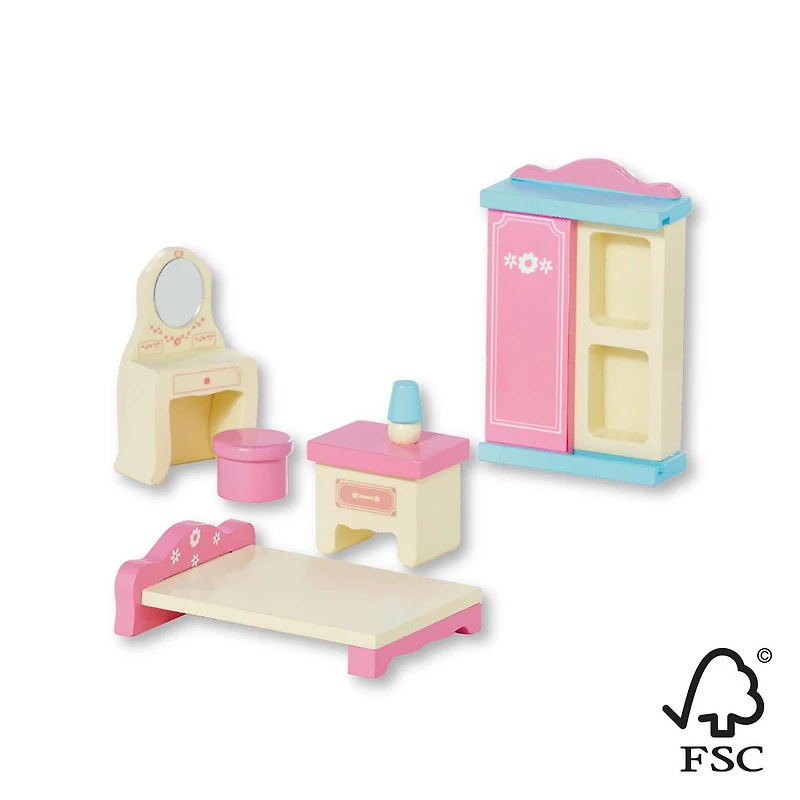 Ensemble chambre à coucher maison de poupée en bois Spark