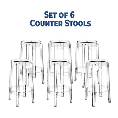 Heavenly Collection Clear Plastic Counter Stool SET OF 6