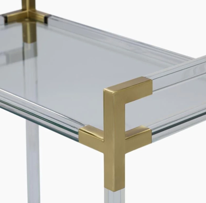 Acrylic Gold Bar Cart With Glass Top