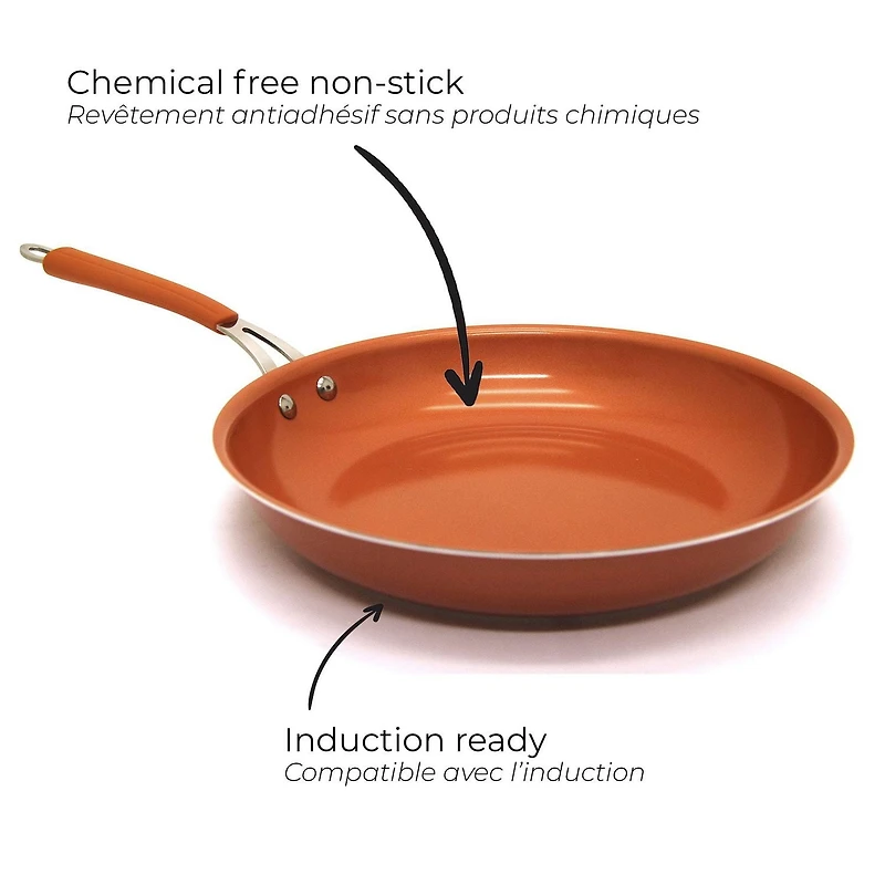 Starfrit EcoCopper 9.5" Fry Pan, Non-Stick Ceramic, PTFE & PFOA Free, Induction & Oven Safe, Dishwasher safe, Scratch Resistant