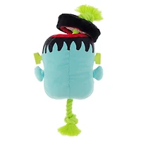 Vibrant Life, Halloween 10.5 in Plush Dog Toy with Squeaker with Pull Rope, Blue Frankenstein