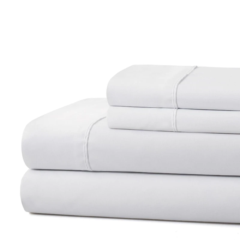 Literie Marina Decoration, 600 fils au pouce carré, ultra douce, à poches profondes, en coton percale à fibres longues, toutes saisons, couleur blanche