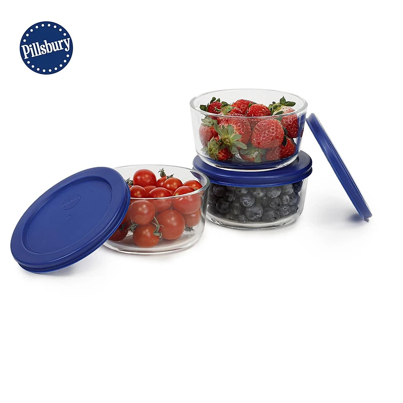 6pc Rd Glass Round Food Storage 3 x 472ml, 6pc RD GLASS 3 X 472ML