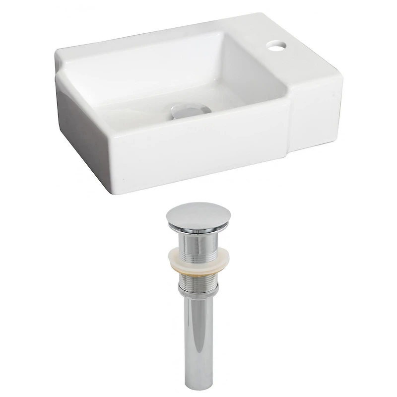 in. W Above Counter White Bathroom Vessel Sink Set For 1 Hole Right Faucet AI