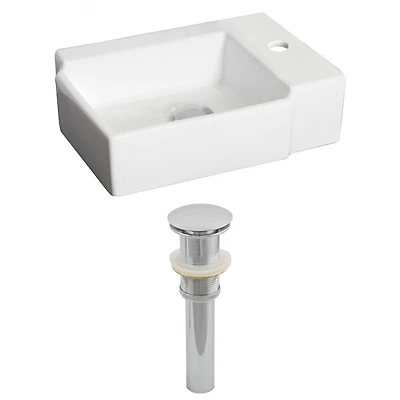 in. W Above Counter White Bathroom Vessel Sink Set For 1 Hole Right Faucet AI