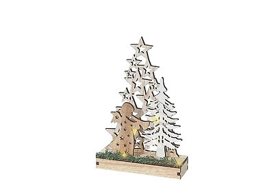 Led Wooden Star Tree And Angel Stand Small