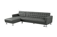 Velago ATTALENS Sectional Faux Leather Sleeper Sofa, Grey