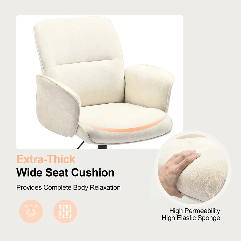 Lot de 2 fauteuils pivotants et ergonomiques Homy Casa, hauteur réglable, en chenille beige, pour salon
