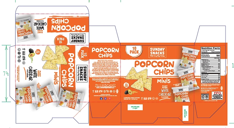 Sunday Snacks FP Chips - White Cheddar, Popcorn Chips