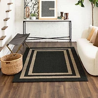 Mohawk Home Hall Border Near Black/Tan Tufted Polyester Area Rug
