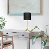 Simple Designs Tapered Table Lamp with Fabric Drum Shade