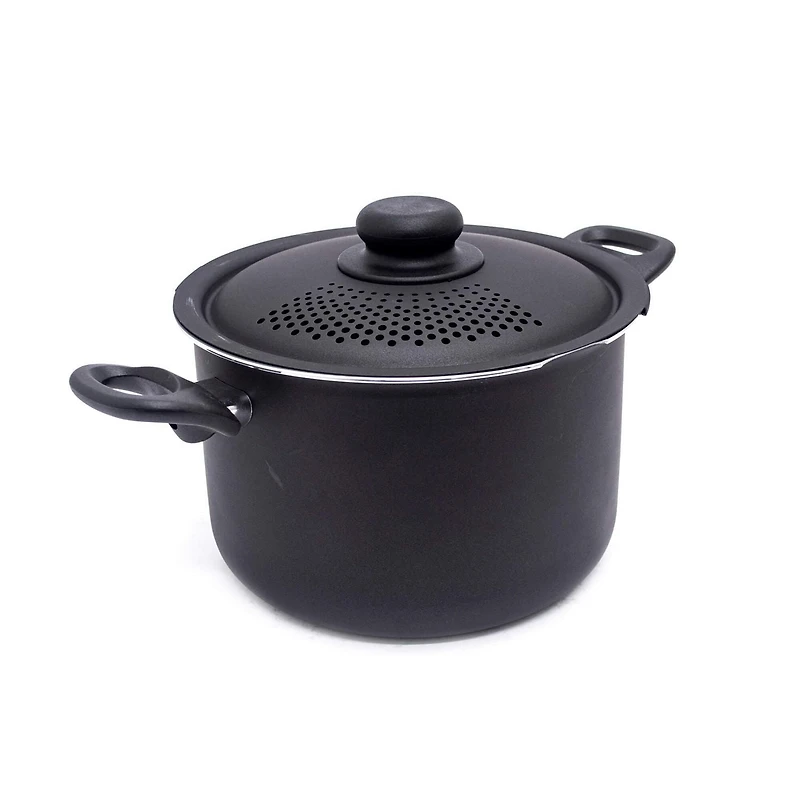 Starbasix Casserole Antiadhésive 5,7L (6Qt) avec Couvercle Égouttoir Perforé, en Aluminium pour Pâtes, Soupes et Cuisson Quotidienne, Va au Four et au Lave-Vaisselle Revêtement antiadhésif