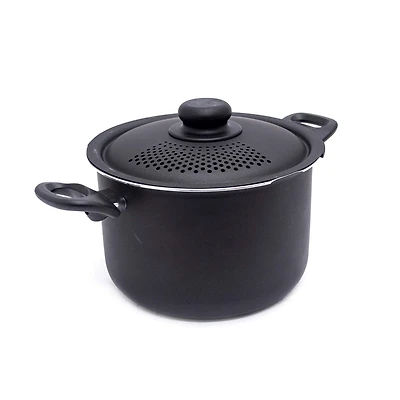 Starbasix Casserole Antiadhésive 5,7L (6Qt) avec Couvercle Égouttoir Perforé, en Aluminium pour Pâtes, Soupes et Cuisson Quotidienne, Va au Four et au Lave-Vaisselle Revêtement antiadhésif