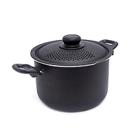 Starbasix Casserole Antiadhésive 5,7L (6Qt) avec Couvercle Égouttoir Perforé, en Aluminium pour Pâtes, Soupes et Cuisson Quotidienne, Va au Four et au Lave-Vaisselle Revêtement antiadhésif