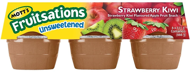 Mott’s Fruitsations Unsweetened Stawberry Kiwi Apple Sauce, 6 x 113 g
