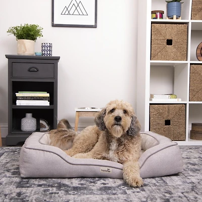 TrustyPup Bolstered Bliss Lit pour chiens et chats, panier tissé marron chiné Grand, 36x26x6 Grand, 36x26x6