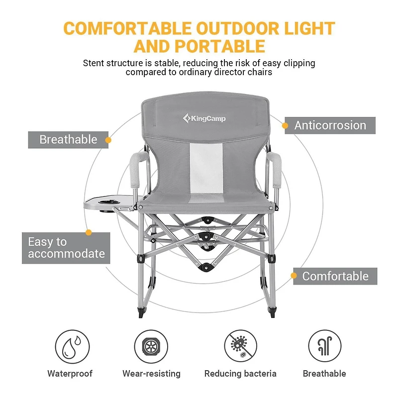 Chaise de camping pliante King Camp - Gris