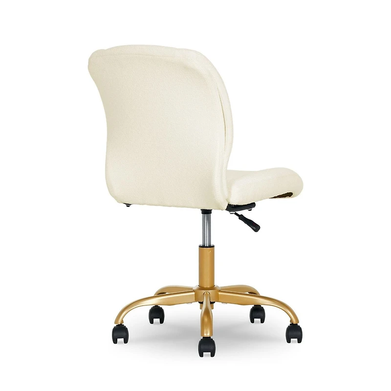 Chaise de bureau sans accoudoir Mainstays recouverte de tissu bouclé, crème Tissu bouclé doux