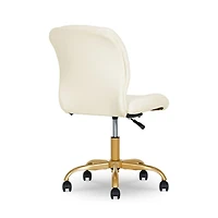 Chaise de bureau sans accoudoir Mainstays recouverte de tissu bouclé, crème Tissu bouclé doux