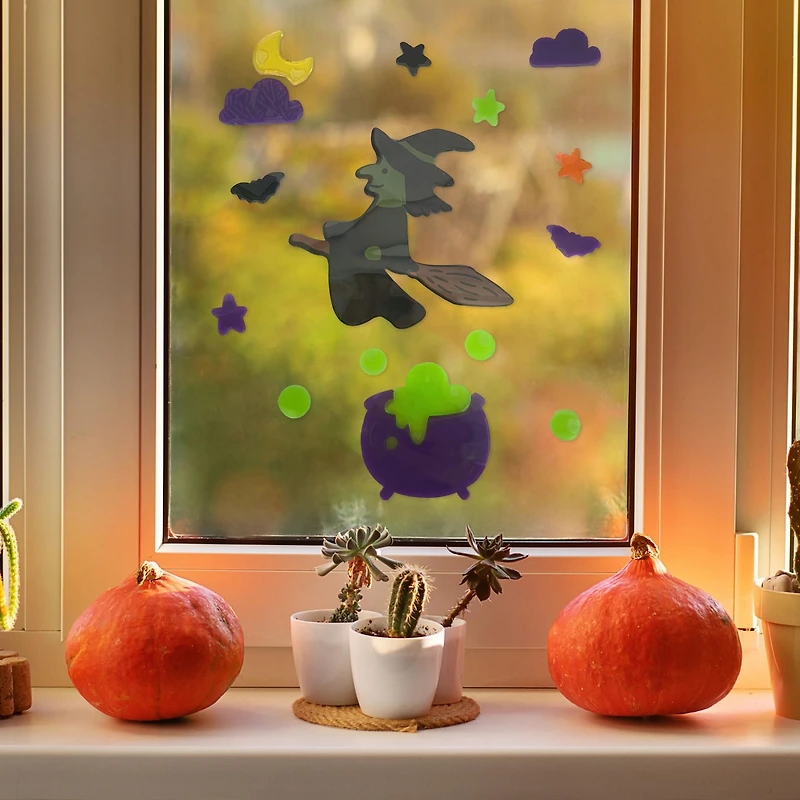 11 "X 6 " HALLOWEEN WINDOW GEL CLINGS, SIDEKICK PACKING. SIDEKICK SIZE:  48”H X 14” W X 5