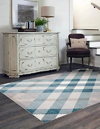 ECARPET Washable Plaid Area Rug & Runner for Kitchen, Bedside, Living Room, Hallway