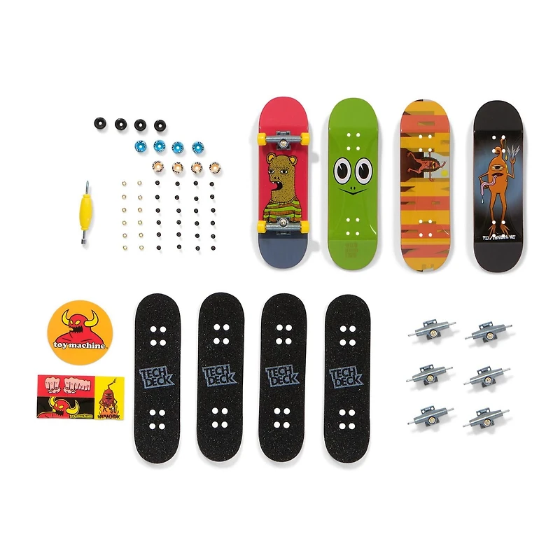 Tech Deck, Coffret de 4 fingerboards Ultra DLX, Skateboards Toy Machine, Mini-skateboards personnalisables à collectionner, jouets pour enfants à partir de 6 ans