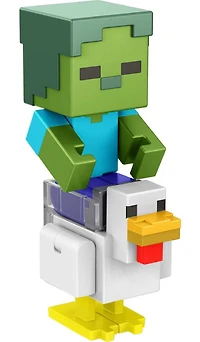 Minecraft Crée-un-portail ​Figurine Zombie Chicken Jockey 8,26 cm, pièce portail, acc.