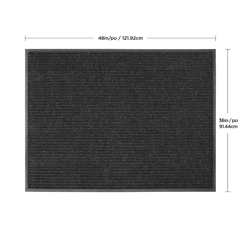 3 ft. x 4 ft. Platinum Needlepunch Charcoal Doormat with Vinyl Backing