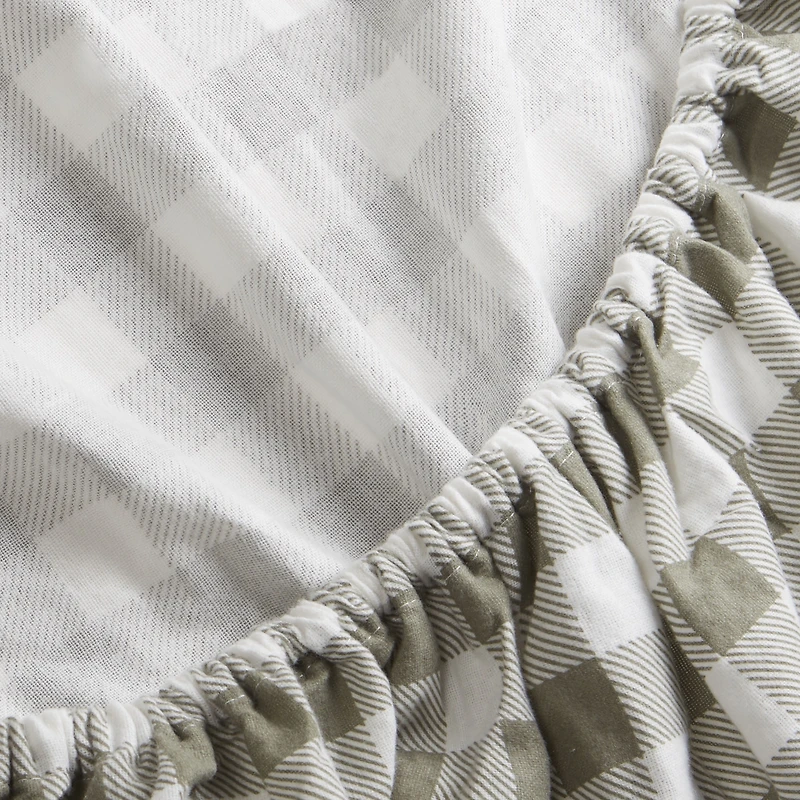 HOMETRENDS 3-Piece Tan Bufflalo Check Flannel Sheet Set, Twin, 100% Cotton