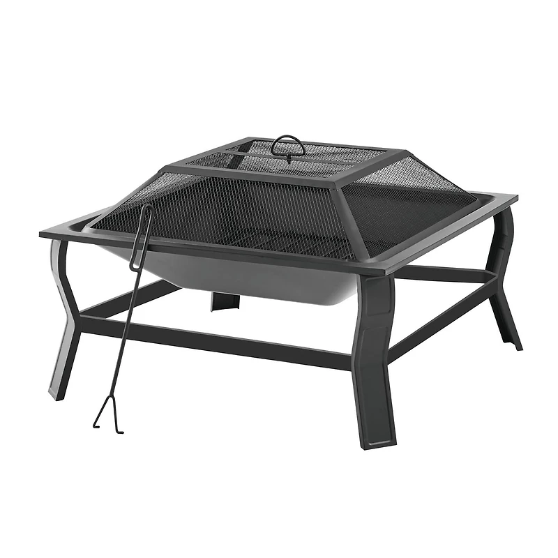 Foyer carré en acier de 76 cm Taille : L 76 cm x W 76 cm x H 52 cm