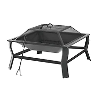 Foyer carré en acier de 76 cm Taille : L 76 cm x W 76 cm x H 52 cm