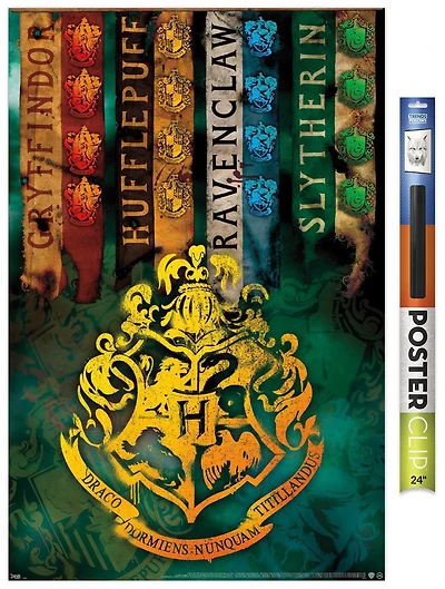 The Wizarding World: Harry Potter - House Crests Wall Poster, 14.725" x 22.375"