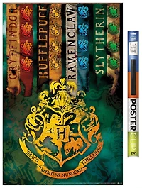 The Wizarding World: Harry Potter - House Crests Wall Poster, 14.725" x 22.375"
