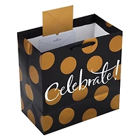 Sac-cadeau géant Hallmark de 15 po (« Celebrate » points dorés sur fond noir) pour les fêtes, les showers de mariages, les fiançailles ou toutes autres occasions