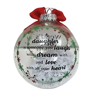 "Meilleure fille du monde" Flocon de neige transparent Ornement de boule collective, 4 po, temps des fêtes