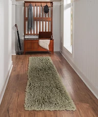 Tapis de couloir Nouveau Flokati 1400 gr de 2' 4" x 8' 6", Olive