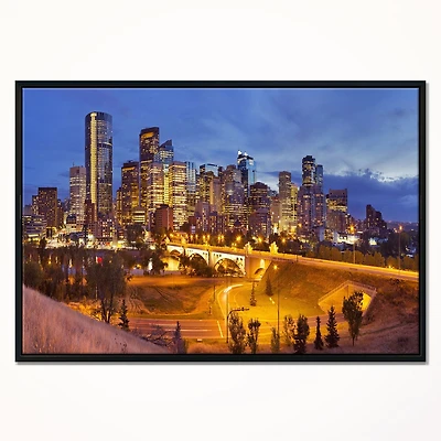 Design Art La Ligne D'Horizon De Calgary Au Panorama Nocturne Sur Toile Encadrée