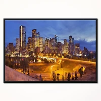 Design Art La Ligne D'Horizon De Calgary Au Panorama Nocturne Sur Toile Encadrée