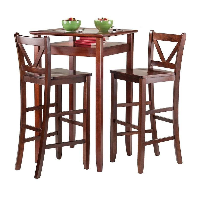 Ens. 3 pièces table de bistrot Halo de Winsome avec 2 tabourets à dossier en V - 94586