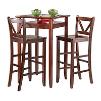 Ens. 3 pièces table de bistrot Halo de Winsome avec 2 tabourets à dossier en V - 94586