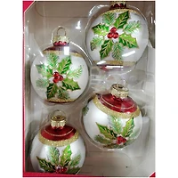 Holiday Time 65mmx 4CT Village Flower Glass Ornament