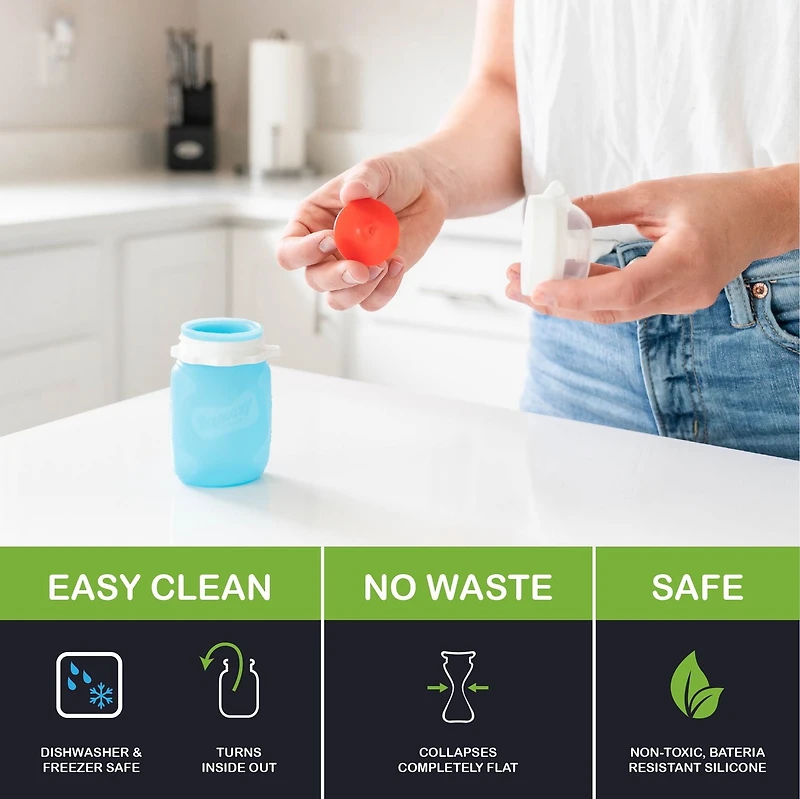 Squeasy Gear - Pochette alimentaire réutilisable pour bébé Snacker avec insert anti-déversement